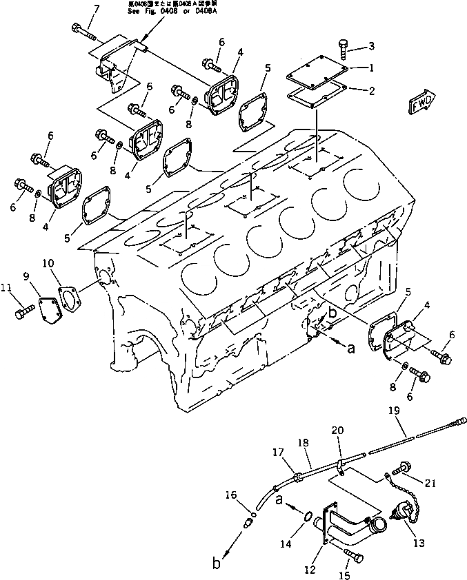 Схема запчастей Komatsu SA12V140-1P - БЛОК ЦИЛИНДРОВ COVER БЛОК ЦИЛИНДРОВ