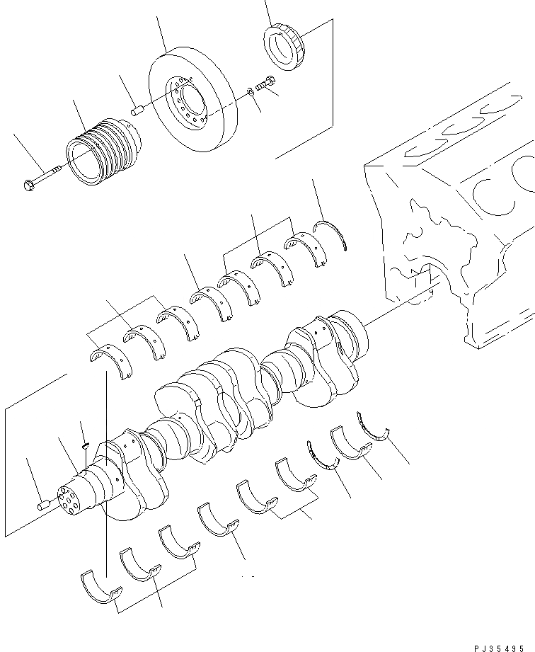 Схема запчастей Komatsu SA12V140-1D - КОЛЕНВАЛ (СПЕЦ-Я С МЕХАНИЧ. РЕГУЛИР.)(№-) БЛОК ЦИЛИНДРОВ