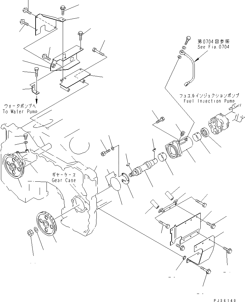 Схема запчастей Komatsu SA12V140-1D - ПРИВОД ТОПЛ. НАСОСА (СПЕЦ-Я С МЕХАНИЧ. РЕГУЛИР.)(№-) ТОПЛИВН. СИСТЕМА