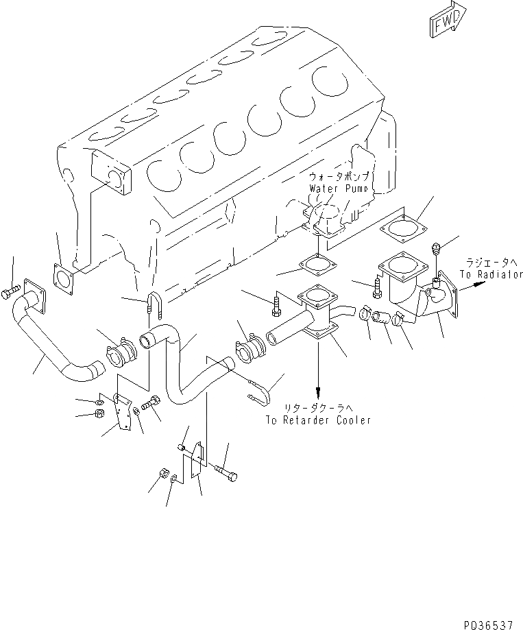 Схема запчастей Komatsu SA12V140-1D - ТРУБЫ СИСТЕМЫ ОХЛАЖДЕНИЯ(№7-) СИСТЕМА ОХЛАЖДЕНИЯ