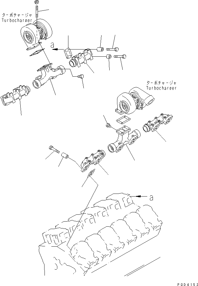 Схема запчастей Komatsu SA12V140-1E-47 - ВЫПУСКНОЙ КОЛЛЕКТОР(№-) ДВИГАТЕЛЬ