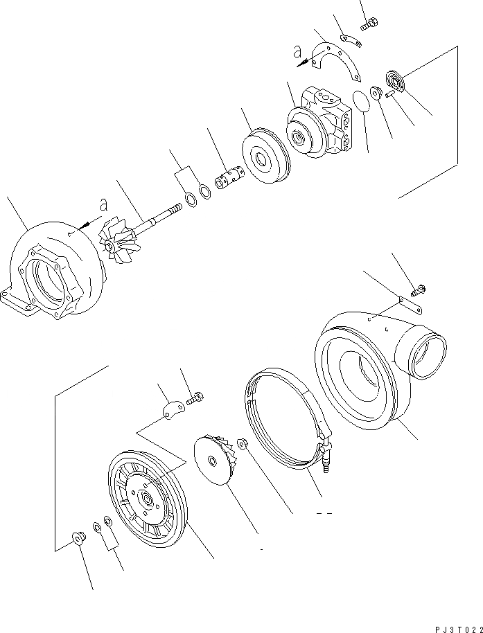 Схема запчастей Komatsu SA12V140-1E-47 - ТУРБОНАГНЕТАТЕЛЬ (KTRG-A И FA) (ДЛЯ REGULATION OF EC) (ВНУТР. ЧАСТИ)(№88-) ДВИГАТЕЛЬ