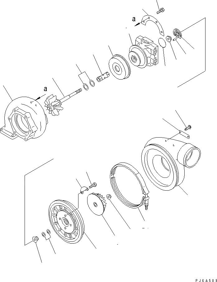 Схема запчастей Komatsu SA12V140-1E-47 - ТУРБОНАГНЕТАТЕЛЬ (KTRG-FA) (ДЛЯ REGULATION OF EC) (ВНУТР. ЧАСТИ)(№-) ДВИГАТЕЛЬ