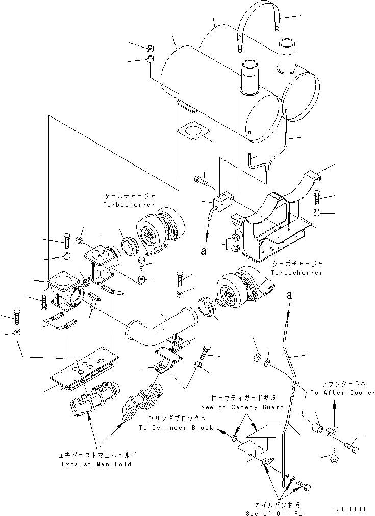 Схема запчастей Komatsu SA12V140-1E-47 - ГЛУШИТЕЛЬ(№-) ДВИГАТЕЛЬ