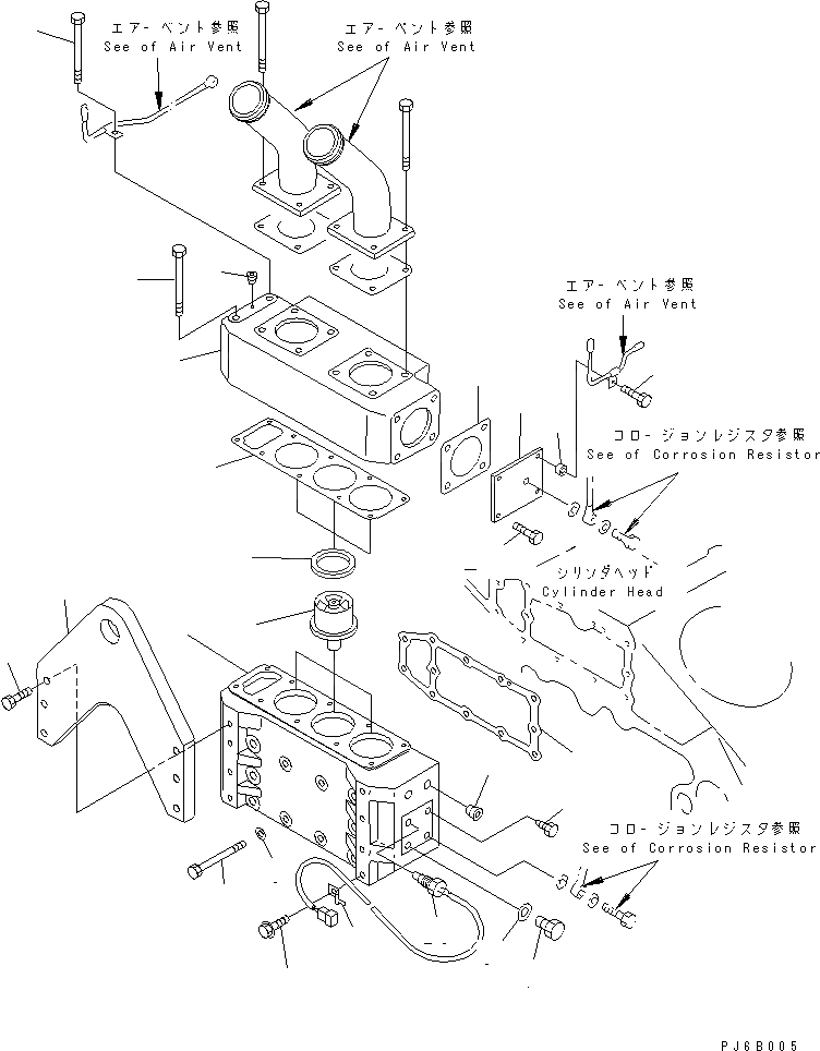 Схема запчастей Komatsu SA12V140-1E-47 - ТЕРМОСТАТ И ТЕРМОСТАТ(№-) ДВИГАТЕЛЬ