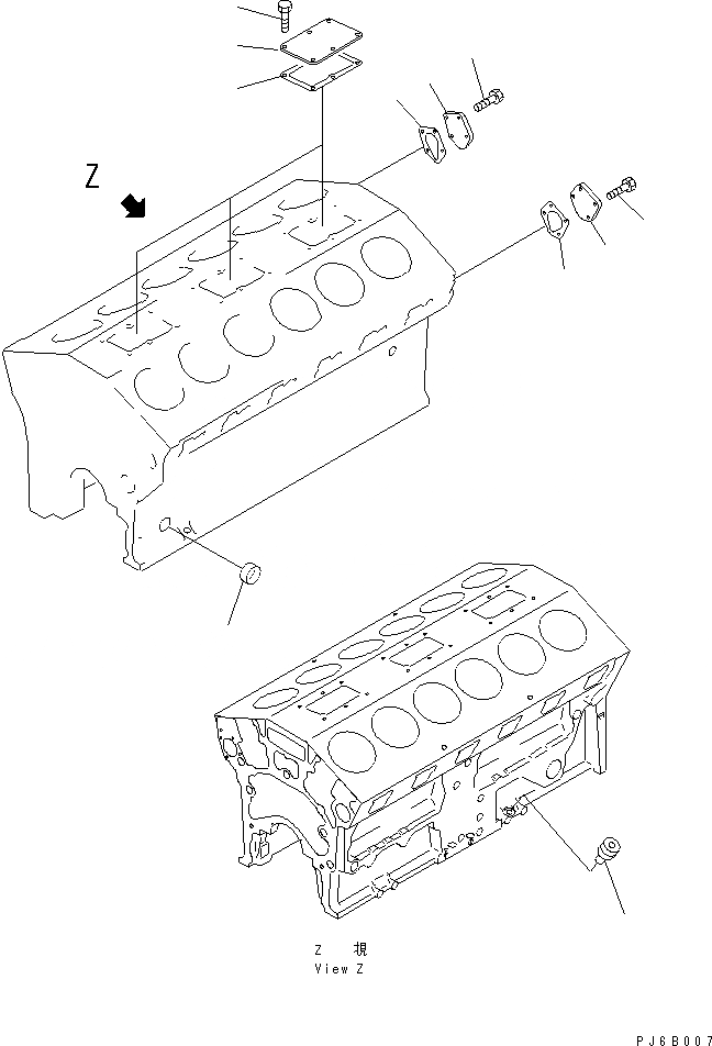 Схема запчастей Komatsu SA12V140-1E-47 - ЗАГЛУШКА БЛОКА ЦИЛИНДРОВ(№9-) ДВИГАТЕЛЬ