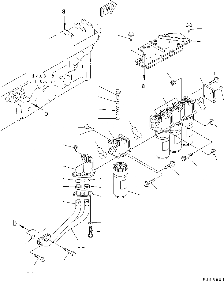 Схема запчастей Komatsu SA12V140-1E-47 - МАСЛ. ФИЛЬТР(№-) ДВИГАТЕЛЬ