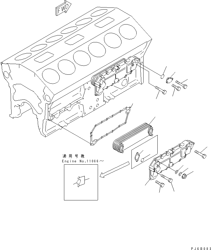 Схема запчастей Komatsu SA12V140-1E-47 - МАСЛООХЛАДИТЕЛЬ(№-9) ДВИГАТЕЛЬ