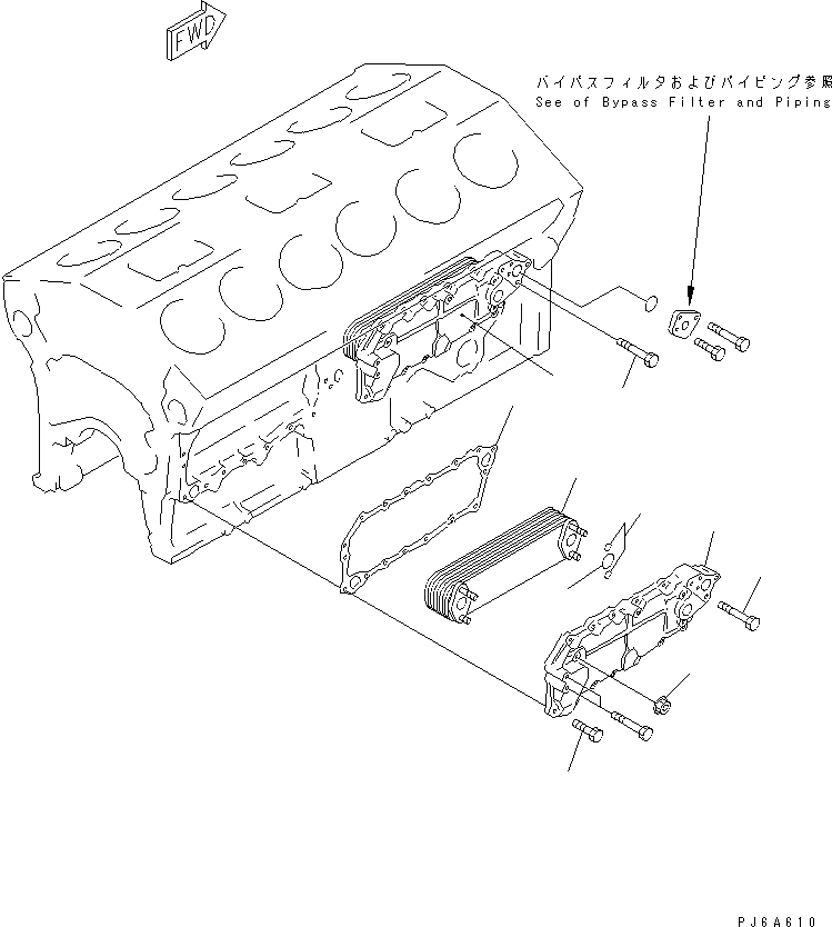 Схема запчастей Komatsu SA12V140-1E-47 - МАСЛООХЛАДИТЕЛЬ(№89-) ДВИГАТЕЛЬ