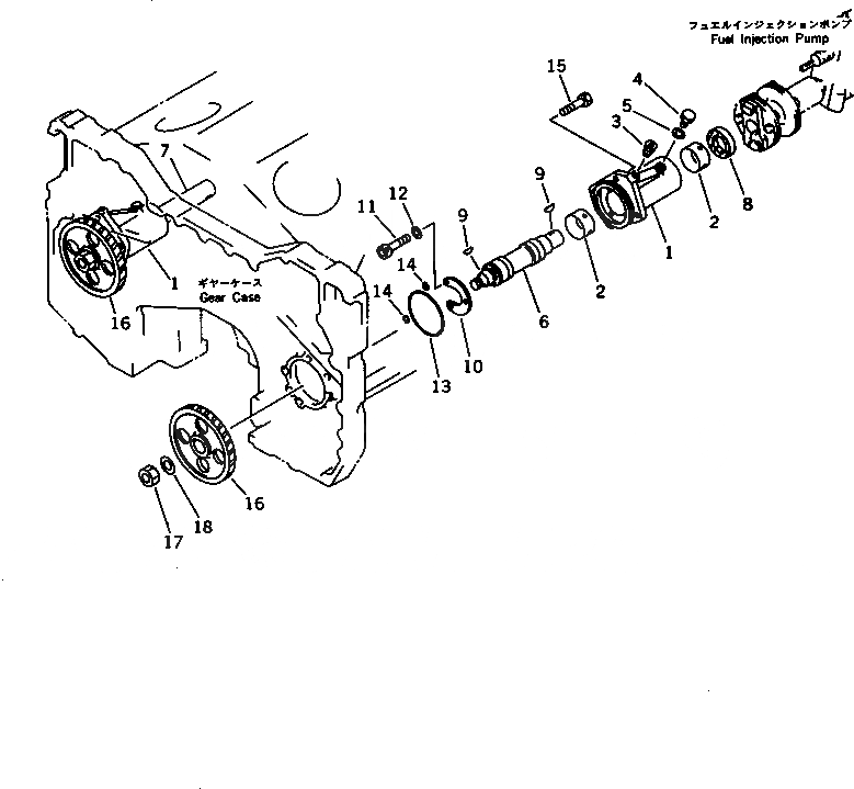 Схема запчастей Komatsu SA12V140-1E-47 - ПРИВОД ТОПЛ. НАСОСА(№-) ДВИГАТЕЛЬ