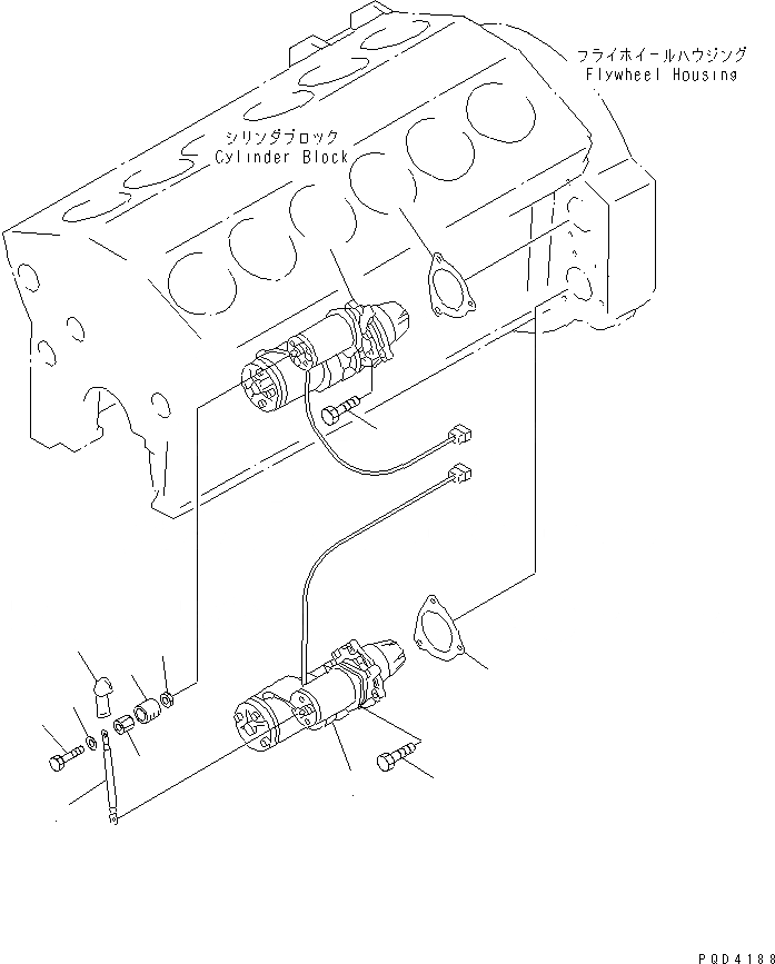 Схема запчастей Komatsu SA12V140-1E-47 - КРЕПЛЕНИЕ СТАРТЕРА (7.KW)(№7-) ДВИГАТЕЛЬ