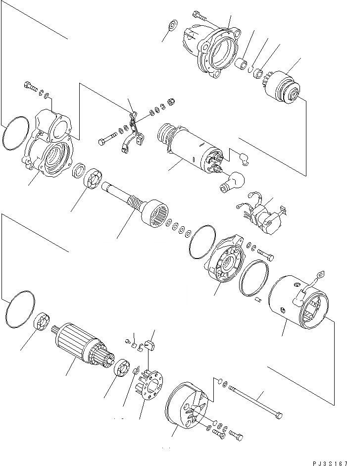 Схема запчастей Komatsu SA12V140-1E-47 - СТАРТЕР (7.KW) (ВНУТР. ЧАСТИ)(№78-) ДВИГАТЕЛЬ