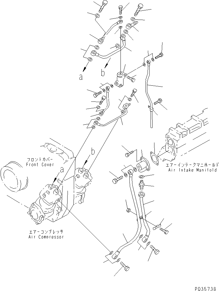 Схема запчастей Komatsu SA12V140-1Q - ЛИНИЯ КОМПРЕССОРА (/) АКСЕССУАРЫ