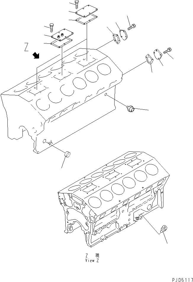 Схема запчастей Komatsu SA12V140-1U - ЗАГЛУШКА БЛОКА ЦИЛИНДРОВ (ВОДН. ОХЛАЖД. СПЕЦ-Я.) (ДЛЯ HD78-)(№99-) ДВИГАТЕЛЬ