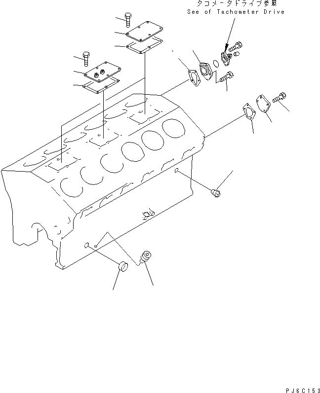 Схема запчастей Komatsu SA12V140-1U - БЛОК ЦИЛИНДРОВ КОМПОНЕНТЫ (С ПРИВОДОМ ТАХОМЕТРА)(№99-) ДВИГАТЕЛЬ