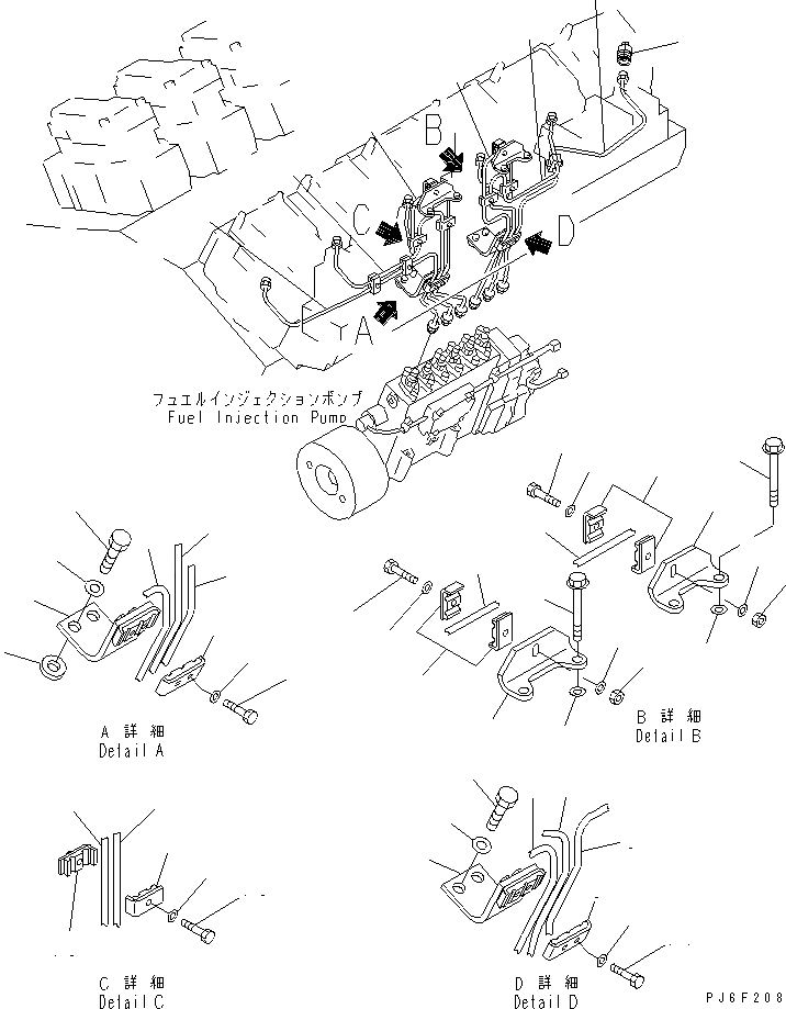 Схема запчастей Komatsu SA12V140-1U - ТОПЛ. НАСОС ТРУБЫ (/) (ЛЕВ. ГРУПП.) (ДЛЯ ЭЛЕКТРИЧ. РЕГУЛЯТОРА)(№98-) ДВИГАТЕЛЬ