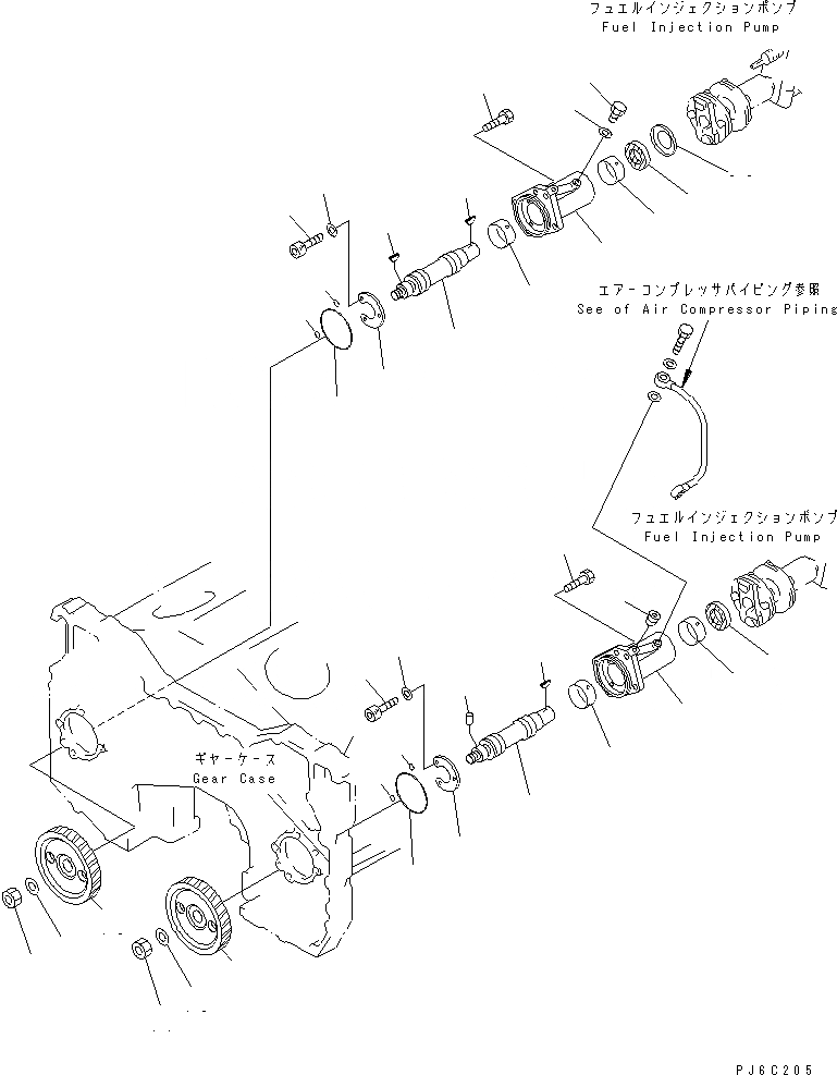 Схема запчастей Komatsu SA12V140-1U - ПРИВОД ТОПЛ. НАСОСА (ДЛЯ HD78- И HD98-)(№-) ДВИГАТЕЛЬ