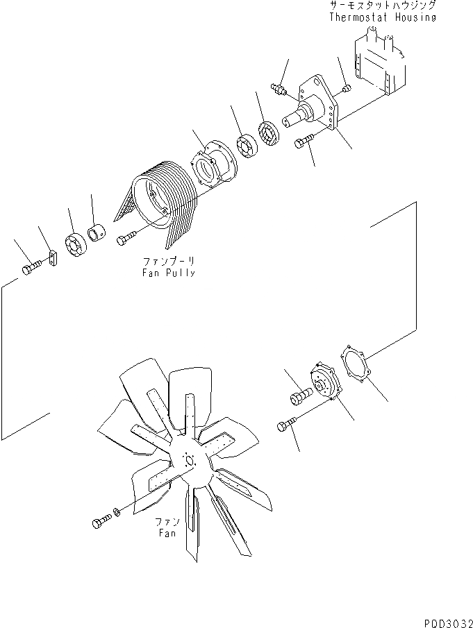 Схема запчастей Komatsu SA12V140-1U - ПРИВОД ВЕНТИЛЯТОРА(№7-) ДВИГАТЕЛЬ