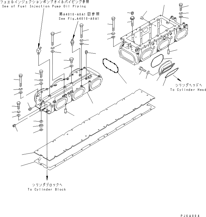 Схема запчастей Komatsu SA12V170-1D - ТРУБОПРОВОД ВПУСКА ВОЗДУХА(№9-) ДВИГАТЕЛЬ