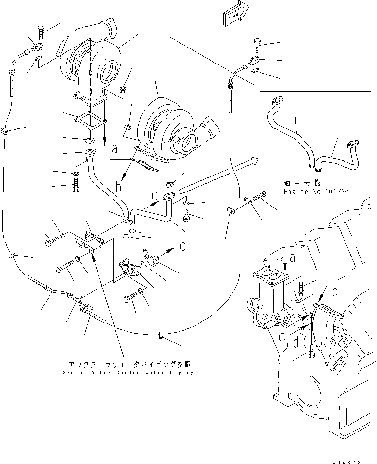 Схема запчастей Komatsu SA12V170-1D - МАСЛОПРОВОДЯЩИЕ ТРУБКИ ТУРБОНАГНЕТАТЕЛЯ(№-9) ДВИГАТЕЛЬ