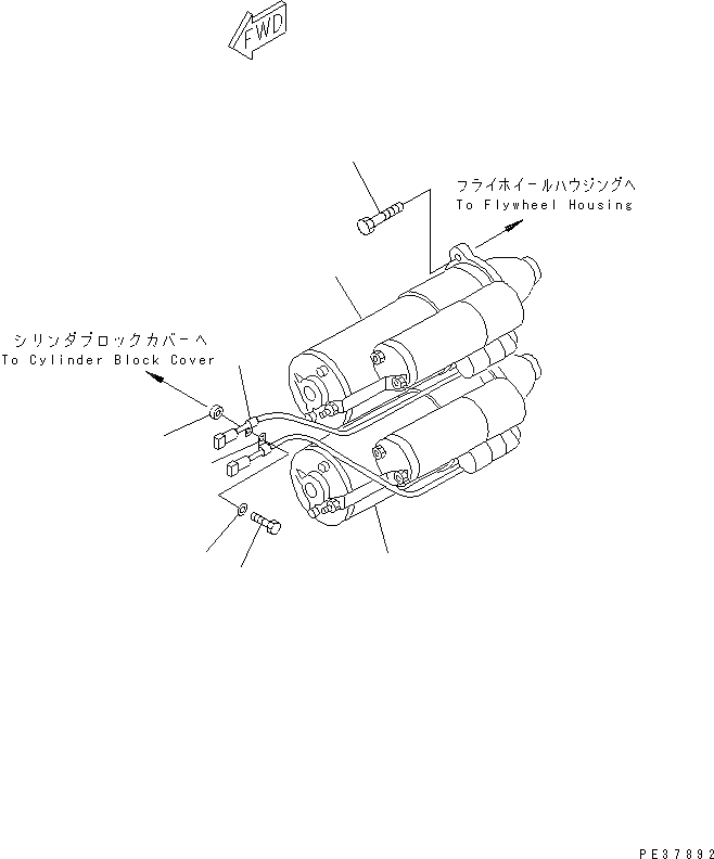 Схема запчастей Komatsu SA12V170-1D - СТАРТЕР (KW)(№-) ДВИГАТЕЛЬ