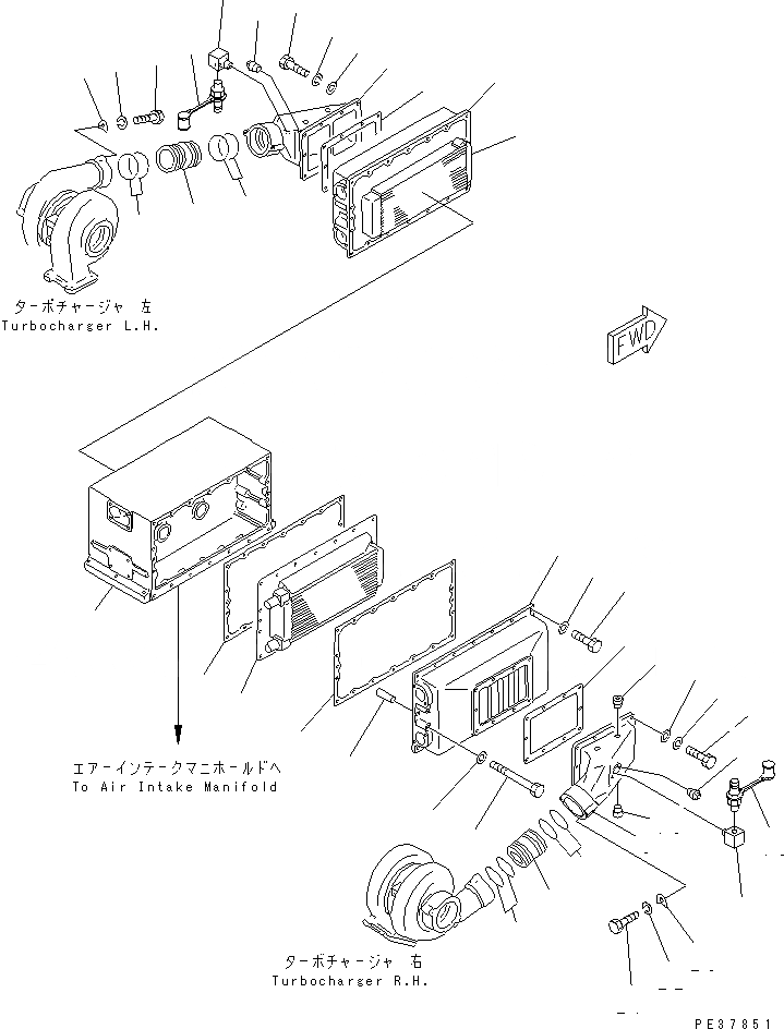 Схема запчастей Komatsu SA12V170-1D - ПОСЛЕОХЛАДИТЕЛЬ(№-9) ДВИГАТЕЛЬ