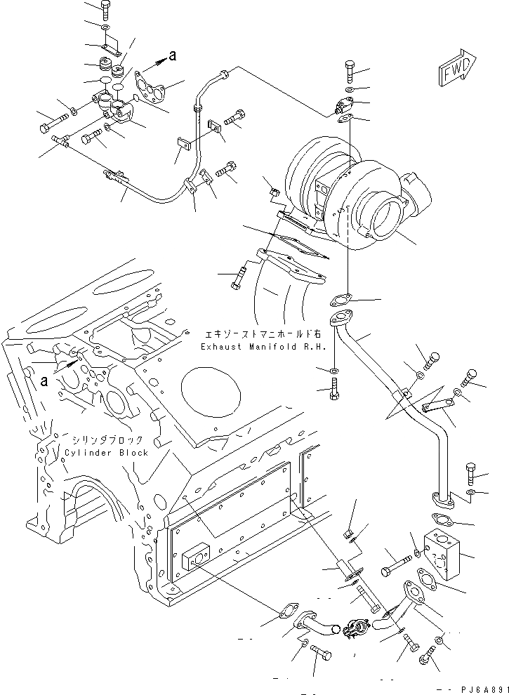 Схема запчастей Komatsu SA12V170-1D - МАСЛОПРОВОДЯЩИЕ ТРУБКИ ТУРБОНАГНЕТАТЕЛЯ (ДВИГАТЕЛЬ ПРАВ. )(№9-) ДВИГАТЕЛЬ