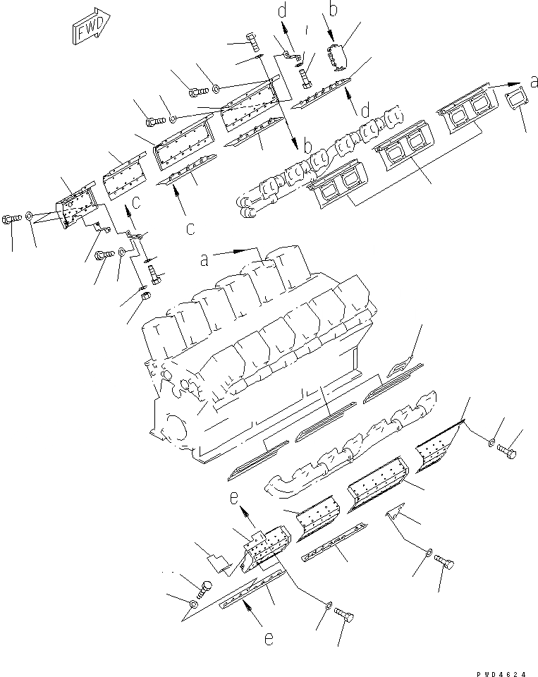 Схема запчастей Komatsu SA12V170-1D - ВЫПУСКНОЙ КОЛЛЕКТОР КРЫШКА(ДЛЯ ЯПОН.)(№7-9) ДВИГАТЕЛЬ