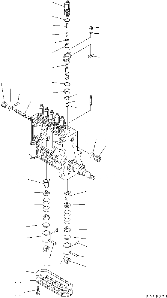 Схема запчастей Komatsu SA12V170-1D - ТОПЛ. НАСОС (НАСОС¤ ПРАВ.) (/) (ВНУТР. ЧАСТИ)(№97-) ДВИГАТЕЛЬ