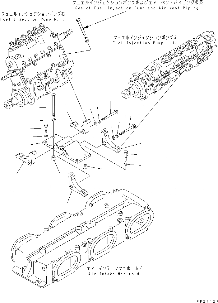 Схема запчастей Komatsu SA12V170-1D - КРЕПЛЕНИЕ ТОПЛ. НАСОСА(№-9) ДВИГАТЕЛЬ