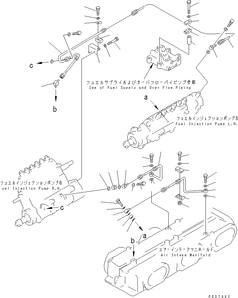 Схема запчастей Komatsu SA12V170-1D - ТОПЛ. НАСОС МАСЛОПРОВОДЯЩАЯ ЛИНИЯ(№-9) ДВИГАТЕЛЬ