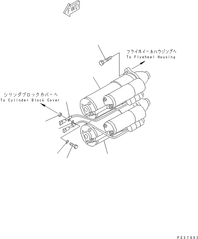 Схема запчастей Komatsu SA12V170-1D - СТАРТЕР (KW)(№-) ДВИГАТЕЛЬ