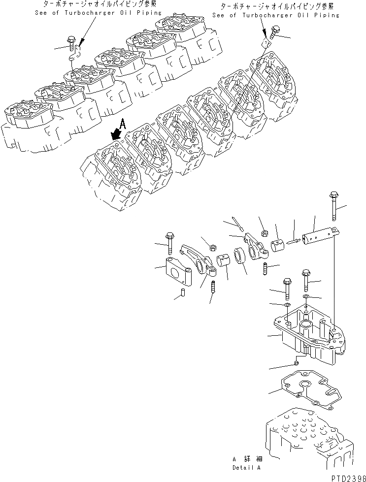 Схема запчастей Komatsu SA12V140-1U-98 - ТОЛКАТЕЛЬ КЛАПАНА И ПРИВОД ТАХОМЕТРА ВАЛ(№99-) ДВИГАТЕЛЬ