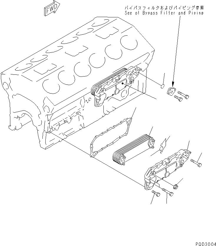 Схема запчастей Komatsu SA12V140-1U-98 - МАСЛООХЛАДИТЕЛЬ(№-98) ДВИГАТЕЛЬ