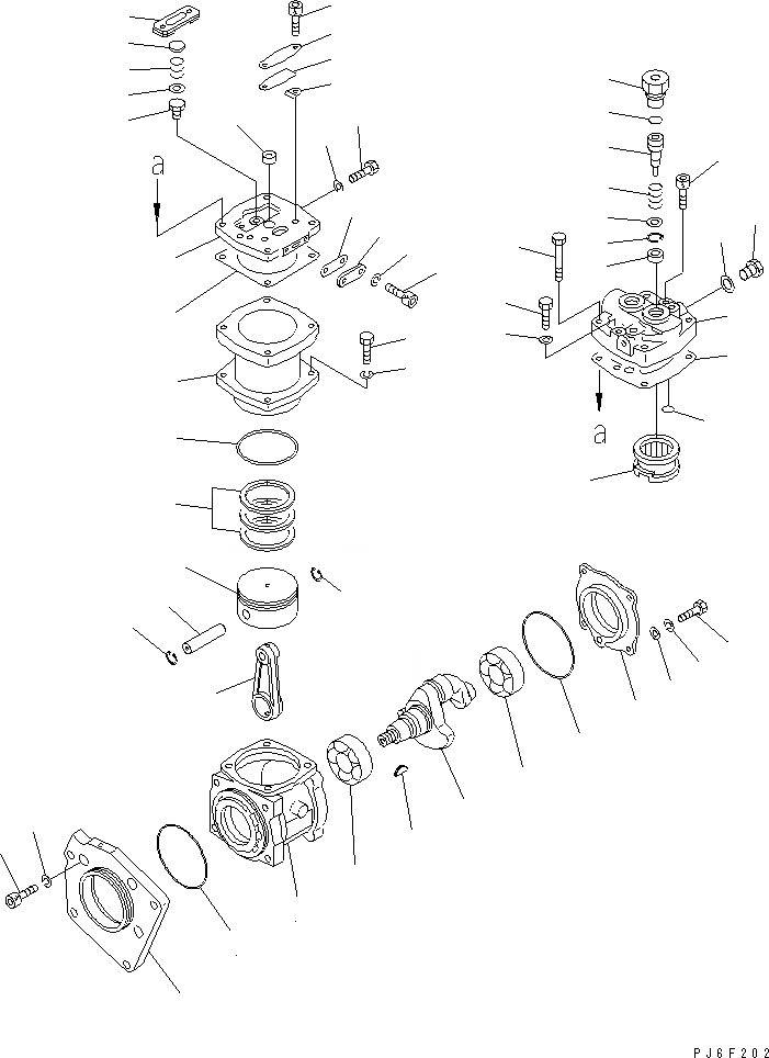 Схема запчастей Komatsu SA12V140-1U-98 - КОМПРЕССОР (ПЕРЕДН.) (ВНУТР. ЧАСТИ)(№7-) ДВИГАТЕЛЬ