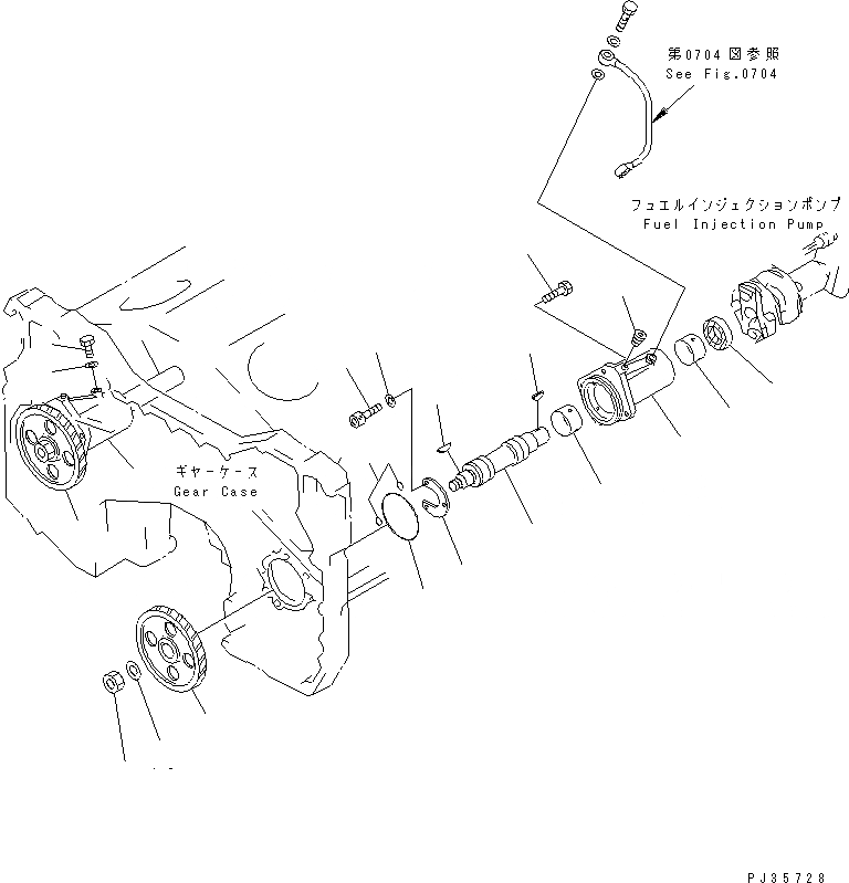 Схема запчастей Komatsu SA12V140-1P - ПРИВОД ТОПЛ. НАСОСА ТОПЛИВН. СИСТЕМА