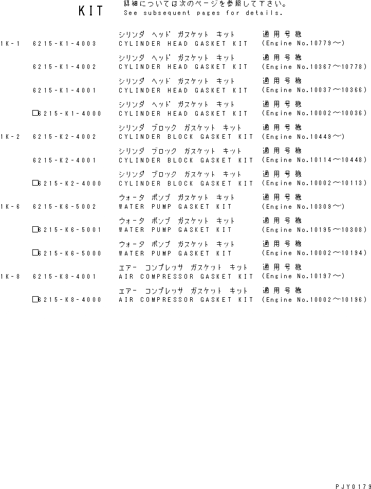 Схема запчастей Komatsu SA12V140-1P - КОМПЛЕКТ ПРОКЛАДОК ИНСТРУМЕНТ И РЕМКОМПЛЕКТЫ
