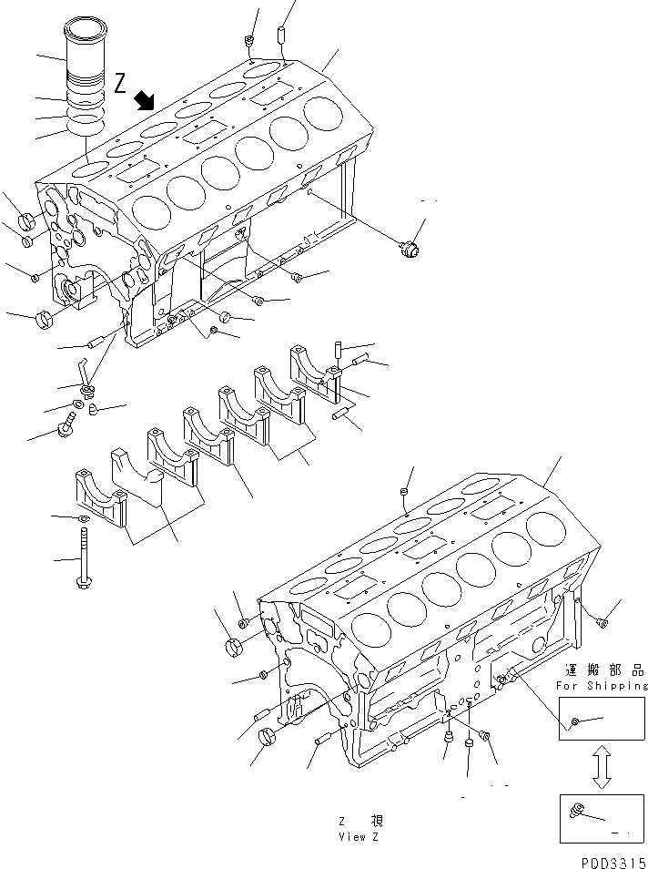 Схема запчастей Komatsu SA12V140-1R - БЛОК ЦИЛИНДРОВ (ВОДН. ОХЛАЖД. СПЕЦ-Я.)(№-98) ДВИГАТЕЛЬ