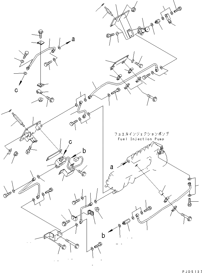 Схема запчастей Komatsu SA12V140-1R - ТОПЛИВОПРОВОД. (ПРАВ. ГРУПП.)(№9-) ДВИГАТЕЛЬ