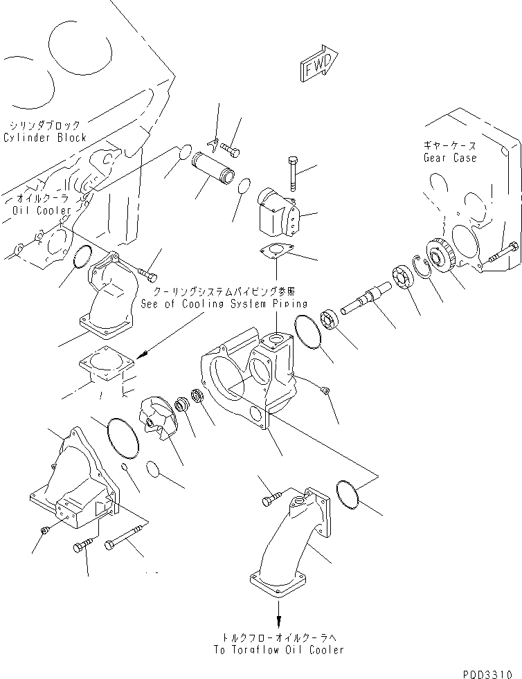 Схема запчастей Komatsu SA12V140-1R - ВОДЯНАЯ ПОМПА(№88-7) ДВИГАТЕЛЬ