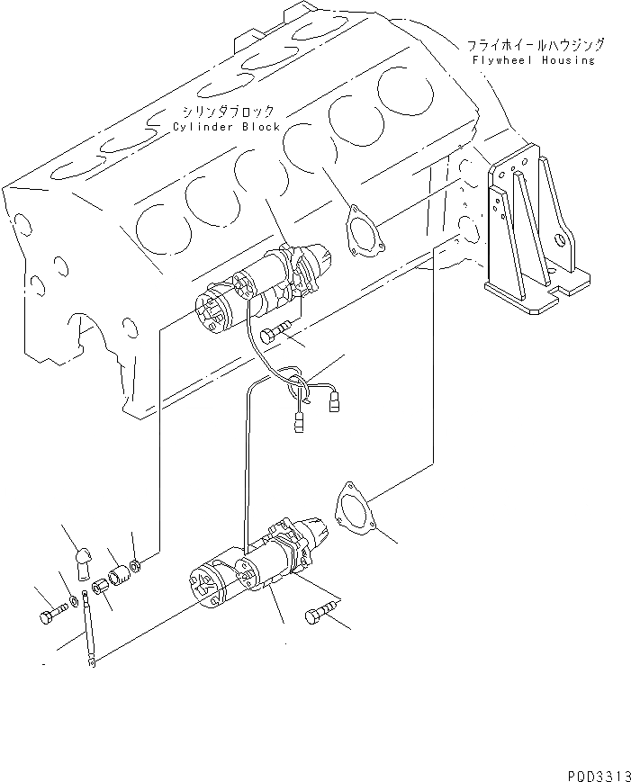 Схема запчастей Komatsu SA12V140-1R - КРЕПЛЕНИЕ СТАРТЕРА (7.KW) ДВИГАТЕЛЬ