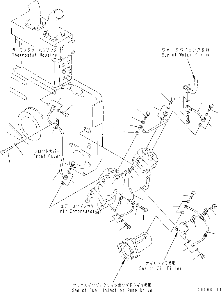 Схема запчастей Komatsu SA12V140-1R - ЛИНИЯ КОМПРЕССОРА (/)(№-) ДВИГАТЕЛЬ