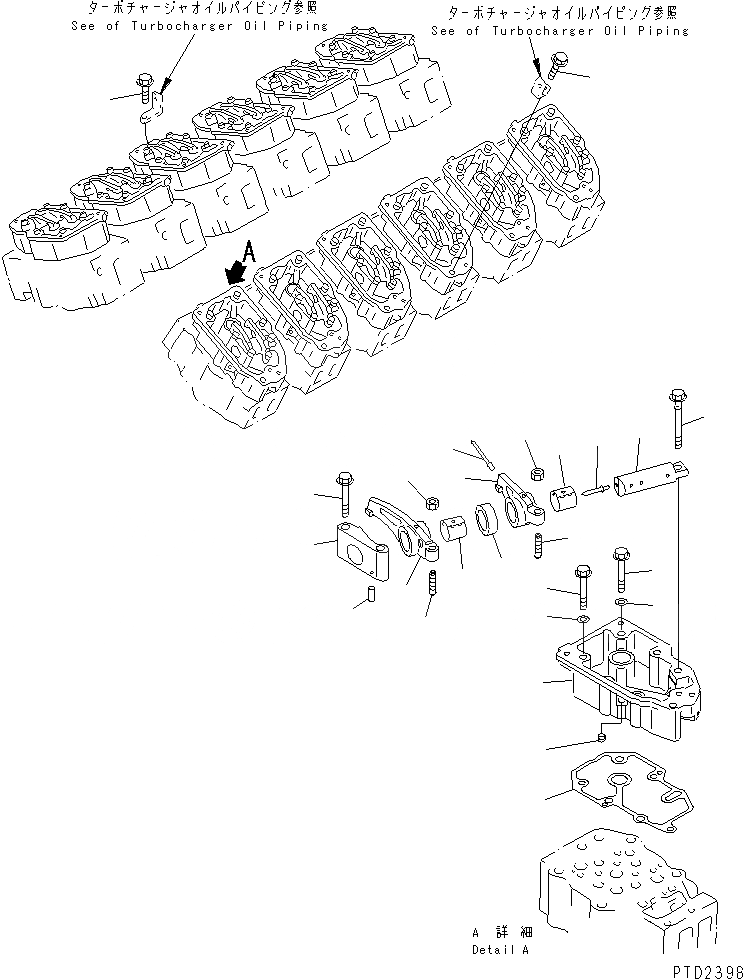 Схема запчастей Komatsu SA12V140-1S - КОРОМЫСЛО И КОЖУХ(№-98) ДВИГАТЕЛЬ