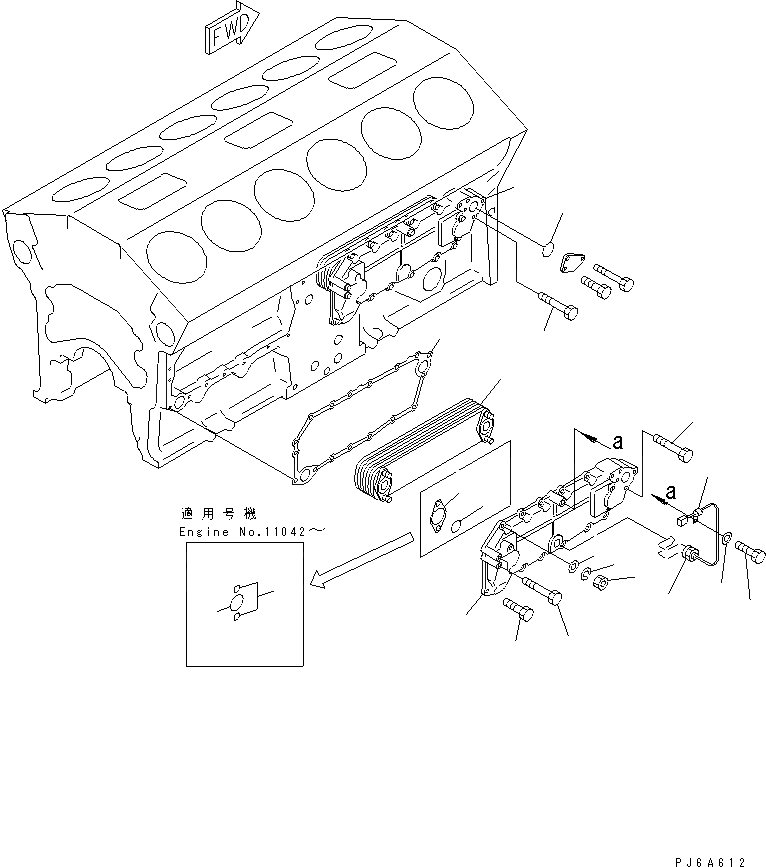 Схема запчастей Komatsu SA12V140-1A-80 - МАСЛООХЛАДИТЕЛЬ (С ОБОГРЕВАТЕЛЕМ БЛОКА)(№-89) ДВИГАТЕЛЬ