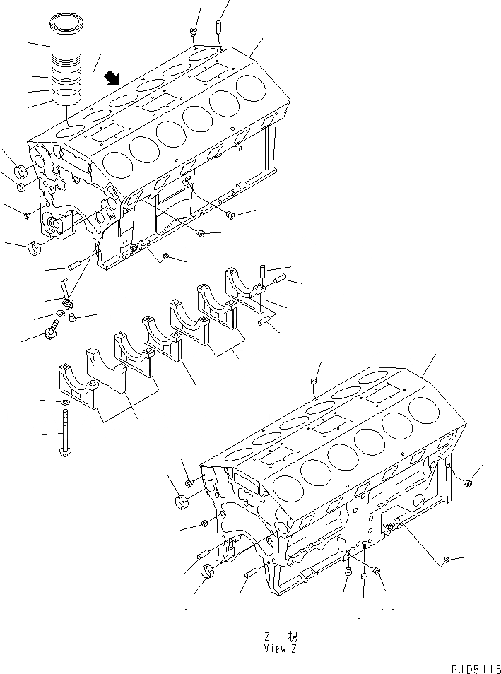 Схема запчастей Komatsu SA12V140-1S-WD - БЛОК ЦИЛИНДРОВ(№99-) ДВИГАТЕЛЬ