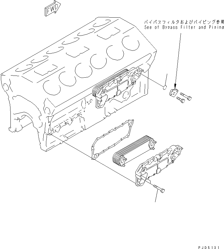 Схема запчастей Komatsu SA12V140-1S-WD - МАСЛООХЛАДИТЕЛЬ КРЕПЛЕНИЕ(№99-) ДВИГАТЕЛЬ