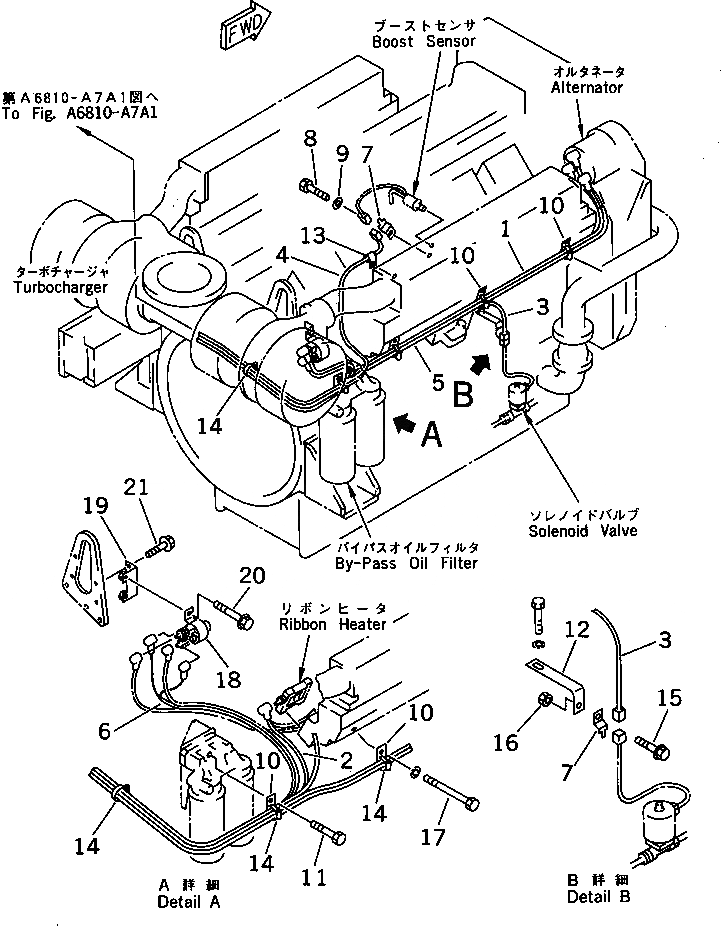 Схема запчастей Komatsu SA12V140-1M - ДВИГАТЕЛЬ ЭЛЕКТРОПРОВОДКА (/) (JG СПЕЦ-Я.) ДВИГАТЕЛЬ