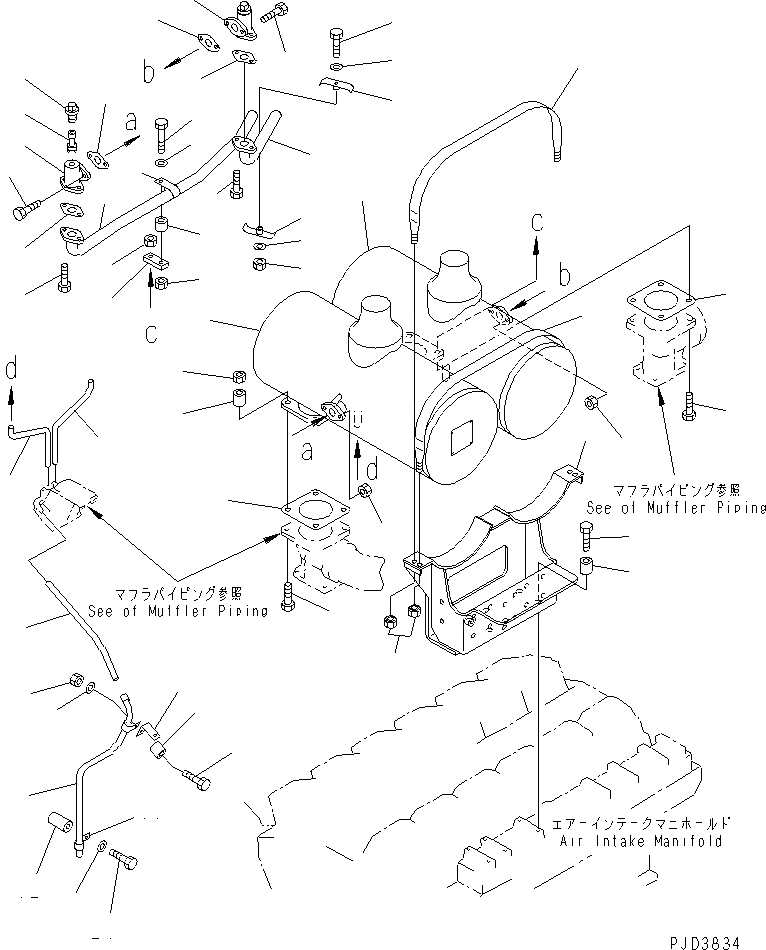 Схема запчастей Komatsu SA12V140-1S-WA - ГЛУШИТЕЛЬ(№8-) ДВИГАТЕЛЬ