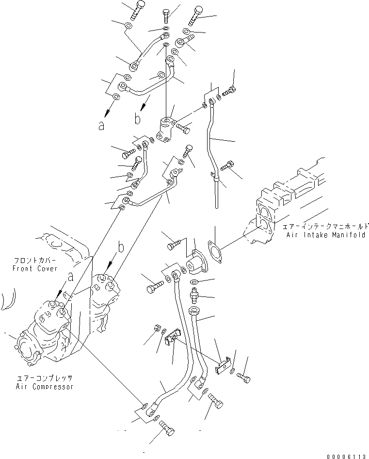 Схема запчастей Komatsu SA12V140-1S-WA - ЛИНИЯ КОМПРЕССОРА (/)(№-) ДВИГАТЕЛЬ