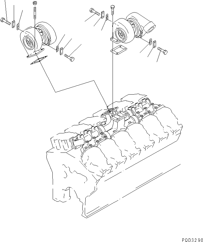 Схема запчастей Komatsu SA12V140-1E-A - ТУРБОНАГНЕТАТЕЛЬ ЗАГЛУШКА(№-) ДВИГАТЕЛЬ